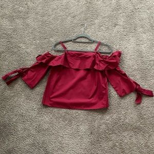 TOP SHOP off shoulder burgundy blouse